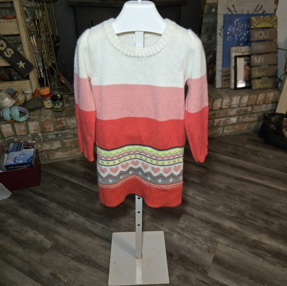 Gymboree Acrylic Knit Sweater‎ Dress Size 5 in Pink, White, Multicolor Co…